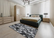 Patterned Dark Gray Novelty Rug in a Bedroom, pat674