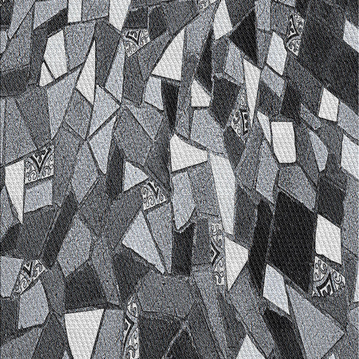 Patterned Dark Gray Novelty Rug, pat674