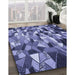 Machine Washable Transitional Blue Rug in a Family Room, wshpat675blu