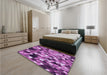 Round Machine Washable Transitional Dark Magenta Purple Rug in a Office, wshpat675pur