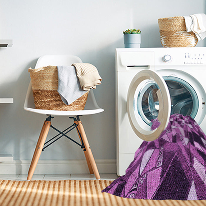 Machine Washable Transitional Dark Magenta Purple Rug in a Washing Machine, wshpat675pur