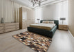 Machine Washable Transitional Bakers Brown Rug in a Bedroom, wshpat675