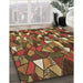 Machine Washable Transitional Cinnamon Brown Rug in a Family Room, wshpat676brn