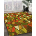 Machine Washable Transitional Saffron Red Rug in a Family Room, wshpat676yw