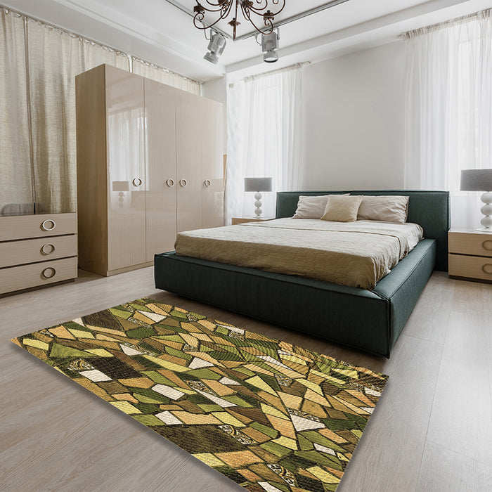 Patterned Bakers Brown Rug in a Bedroom, pat677brn