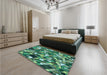 Patterned Emerald Green Rug in a Bedroom, pat677lblu