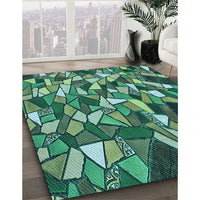 Patterned Emerald Green Rug, pat677lblu