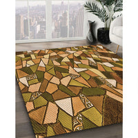 Patterned Dark Bronze Brown Rug, pat677org