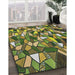 Patterned Avocado Green Modern Rug in Family Room, pat677