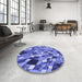 Round Patterned Sky Blue Rug in a Office, pat678blu