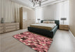 Patterned Brown Red Rug in a Bedroom, pat678brn