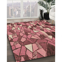 Patterned Brown Red Rug, pat678brn