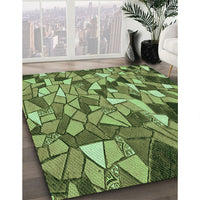 Patterned Yellow Green Rug, pat678grn