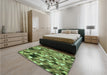 Patterned Yellow Green Rug in a Bedroom, pat678grn