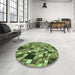 Round Patterned Yellow Green Rug in a Office, pat678grn