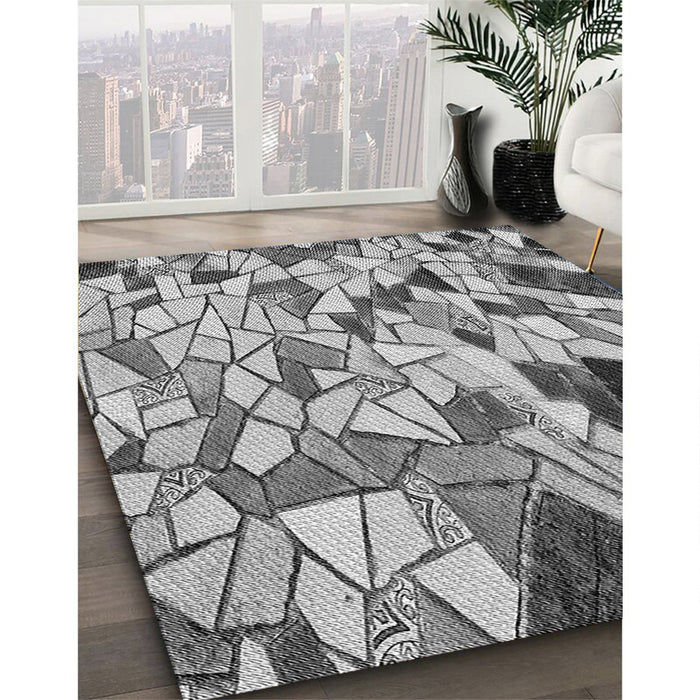 Patterned Carbon Gray Rug in Family Room, pat678gry