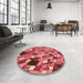 Round Patterned Red Rug in a Office, pat678org