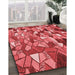 Machine Washable Transitional Red Rug in a Family Room, wshpat678rd