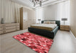 Patterned Red Rug in a Bedroom, pat678rd