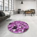 Round Patterned Violet Purple Modern Rug in a Office, pat678