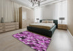 Machine Washable Transitional Violet Purple Rug in a Bedroom, wshpat678