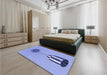 Patterned Jeans Blue Rug in a Bedroom, pat679blu