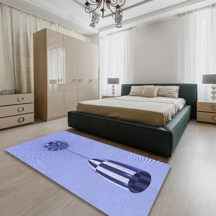 Patterned Jeans Blue Rug in a Bedroom, pat679blu