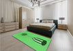 Round Machine Washable Transitional Neon Green Rug in a Office, wshpat679grn