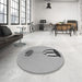 Round Patterned Platinum Gray Rug in a Office, pat679gry