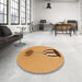 Round Patterned Orange Rug in a Office, pat679org