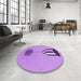 Round Patterned Violet Purple Rug in a Office, pat679pur