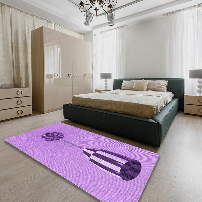 Patterned Violet Purple Rug in a Bedroom, pat679pur