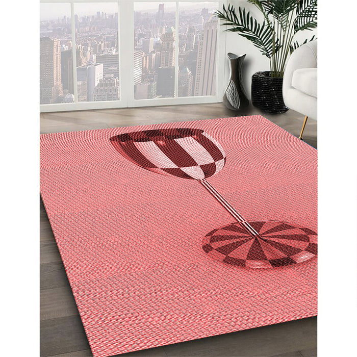 Machine Washable Transitional Red Rug in a Family Room, wshpat679rd