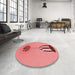 Round Patterned Red Rug in a Office, pat679rd