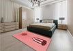 Patterned Red Rug in a Bedroom, pat679rd