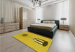 Patterned Dark Golden Brown Rug in a Bedroom, pat679yw