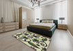 Machine Washable Transitional Mocha Brown Rug in a Bedroom, wshpat67
