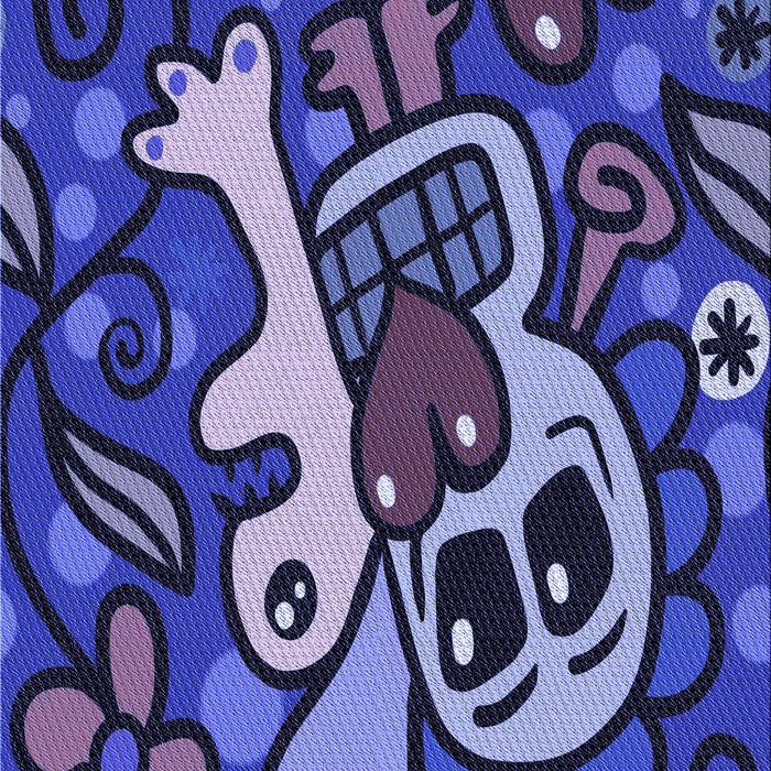 Square Patterned Medium Slate Blue Rug in a Living Room, pat68blu