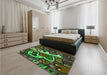 Patterned Dark Forest Green Rug in Family Room, pat68grn