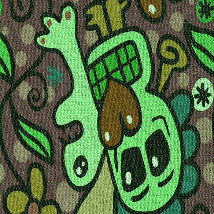 Square Patterned Dark Forest Green Rug in a Living Room, pat68grn