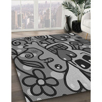 Patterned Gunmetal Gray Rug, pat68gry