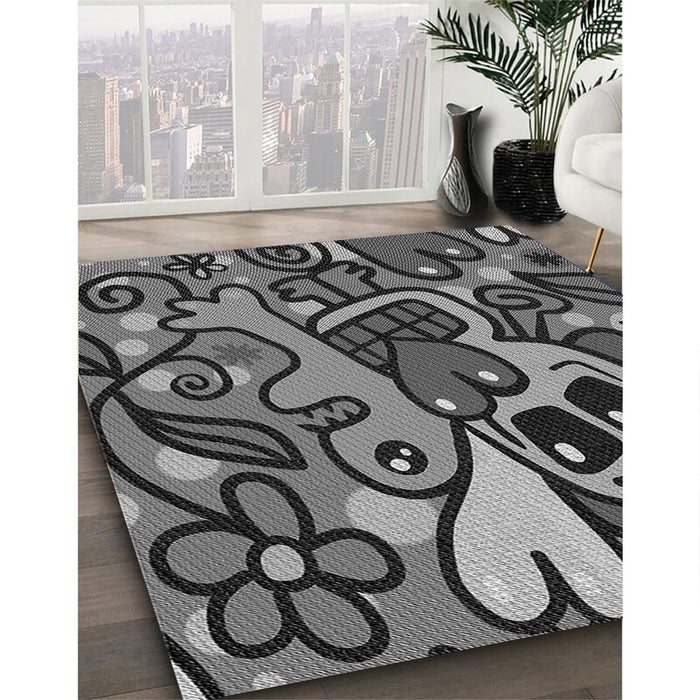 Patterned Gunmetal Gray Rug in Family Room, pat68gry