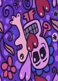 Machine Washable Transitional Indigo Purple Rug, wshpat68pur