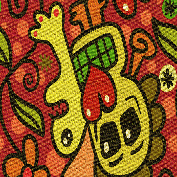 Patterned Crimson Red Rug, pat68yw