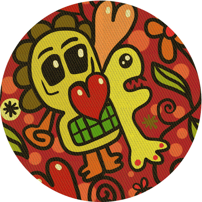 Square Patterned Crimson Red Rug, pat68yw