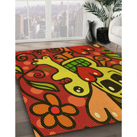 Patterned Crimson Red Rug, pat68yw