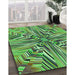 Machine Washable Transitional Green Rug in a Family Room, wshpat680grn