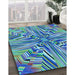 Machine Washable Transitional Turquoise Green Rug in a Family Room, wshpat680lblu