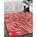 Patterned Red Rug in Family Room, pat680rd