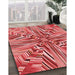 Machine Washable Transitional Red Rug in a Family Room, wshpat680rd